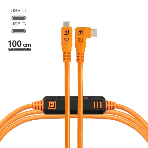 TETHER TOOLS(テザーツールズ) テザープロ オプティマ 10G USB-C ケーブル ライトアングル（1m） / CUC03RTG2B-ORG