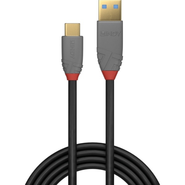LINDY(リンディー) USB 3.1 TypeA/TypeCケーブル 5A PD アントラライン ブラック 1.5m/36912