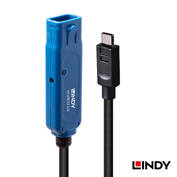 【会員価格/SALE】LINDY(リンディー) USB 3.2 Gen1 Type-C to Type-A オス/メス アクティブ延長ケーブル 5m 43380